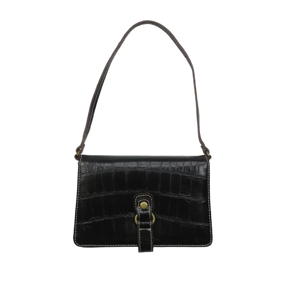Y2K Nine West Vintage Black Alligator Mini Bag Faux Leather